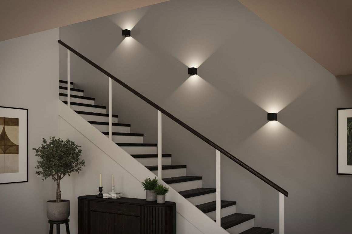 LED Akkuwandleuchte Nyara IP44 3000K 100x100mm 2x1W / 1W Schwarz oder Weiß
