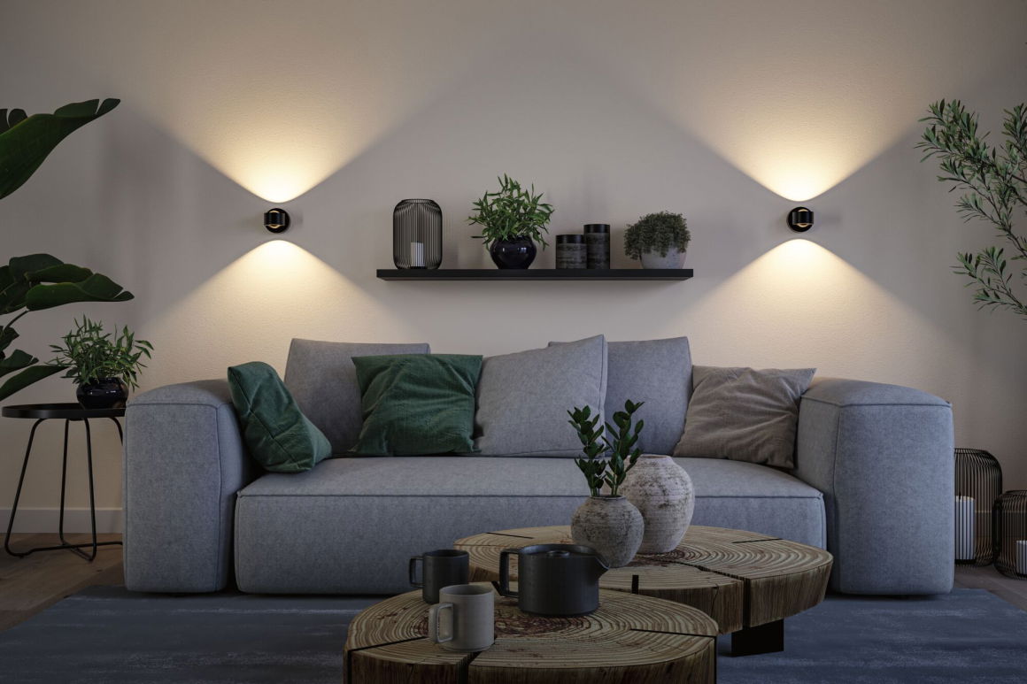 LED Akkuwandleuchte Zorik IP44 dimmbar 2700K 100mm 2x1,1W Schwarz