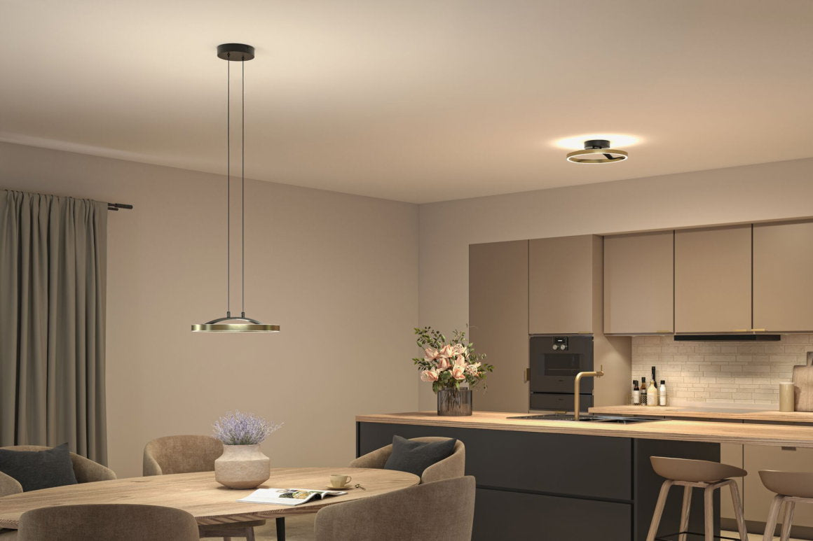 LED Pendelleuchte 3-Step-Dim Melira 2700K 1690lm 24W Schwarz matt/Gold