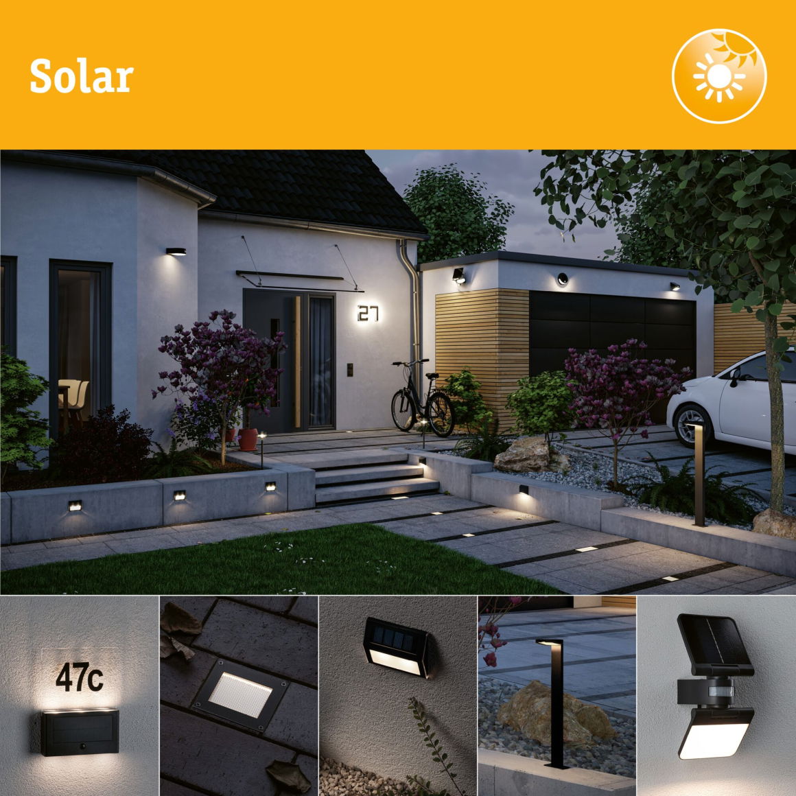 Outdoor Solar Pollerleuchte Ilias IP443000K 100lm Bewegungsmelder Anthrazit