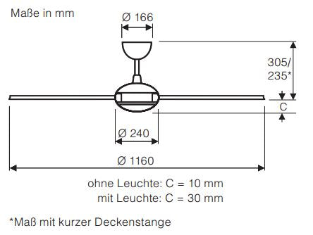 Energiespar Deckenventilator ECO VOLARE 116 II