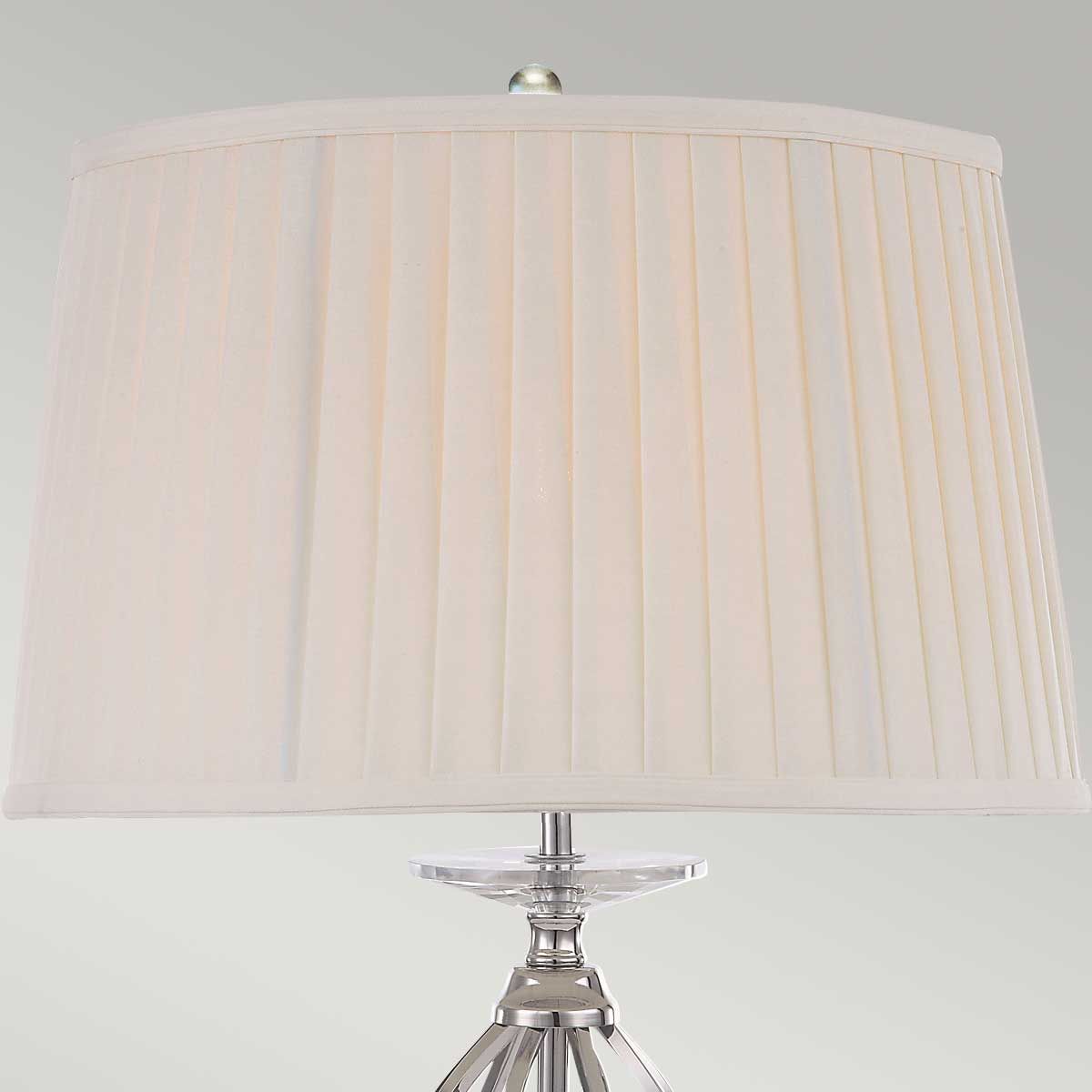 Tischlampe „Aegean“ mit 1 Licht, poliertes Nickel, Schirm in Elfenbein