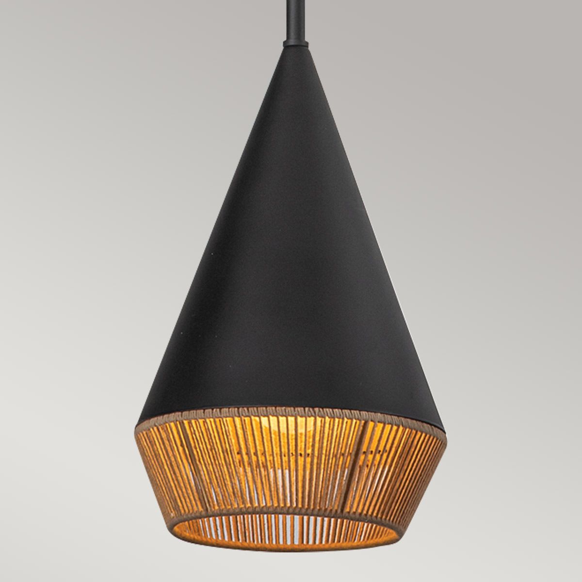 Alora Mood Daphne 1 lt kleine Pendelleuchte - Matt Schwarz & Natur - Elsteadlighting - ALM - DAPHNE - P - S - MB