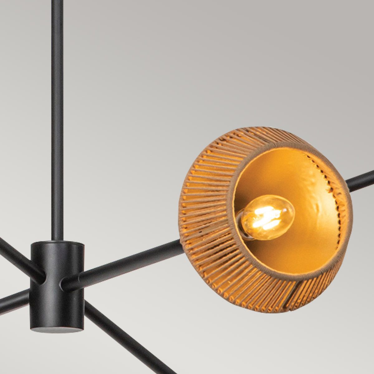 Alora Mood Daphne 5 lt Kronleuchter - Matt Schwarz & Natur - Elsteadlighting - ALM - DAPHNE6 - MB