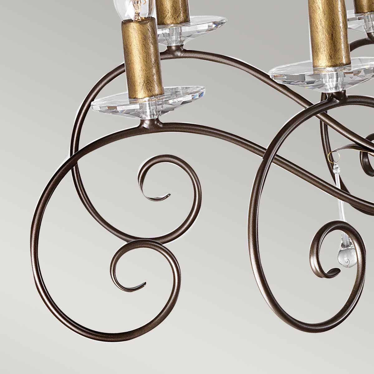Amarilli Kronleuchter mit 15 Lichtern, Bronze mit goldener Patina