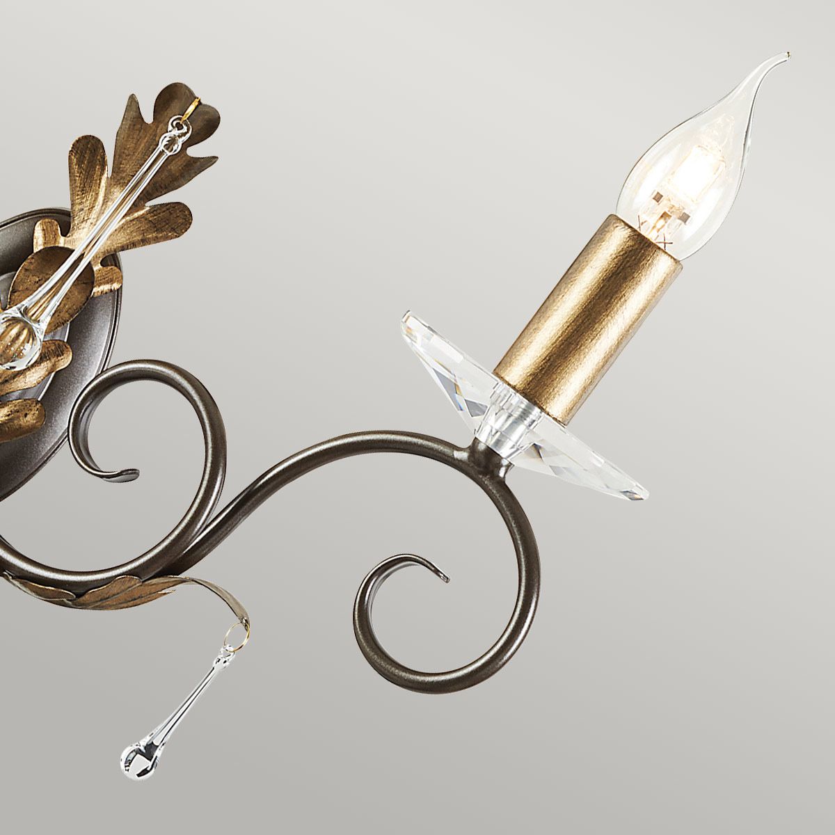 Amarilli 2-flammige Wandleuchte - Bronze mit goldener Patina