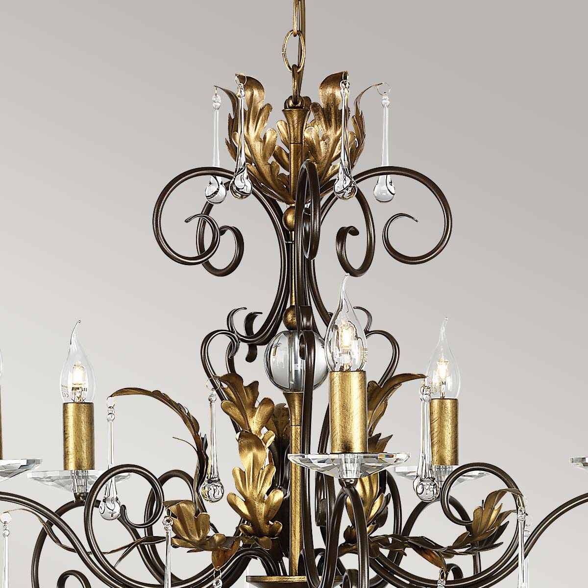 Amarilli 5-flammiger Kronleuchter - Bronze mit goldener Patina
