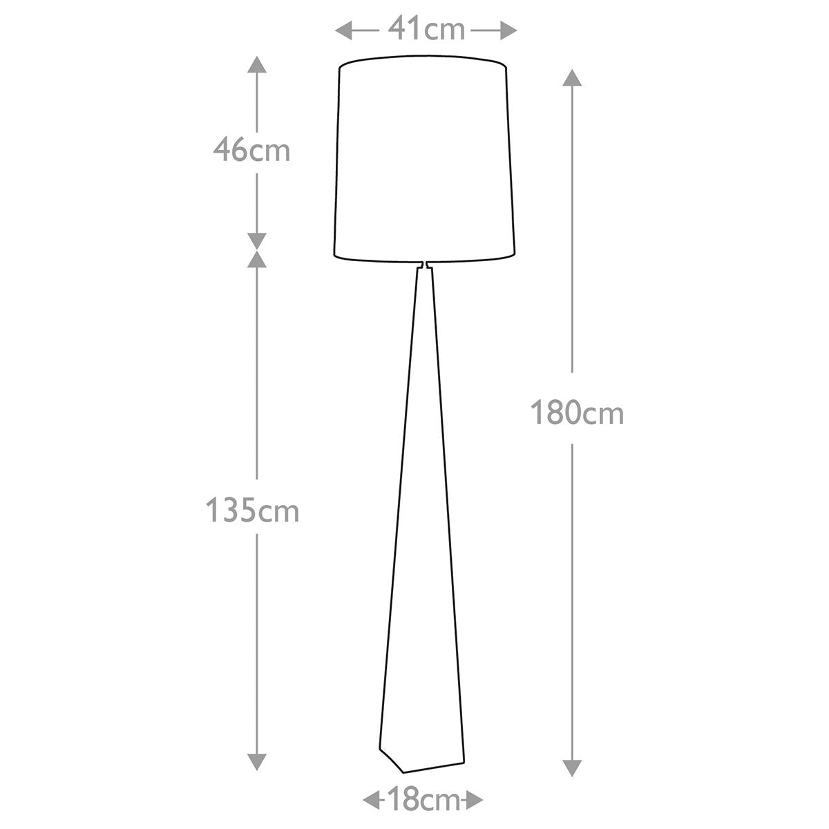 Ascent 1-flammige Stehlampe mit schwarzem Schirm, poliertes Nickel