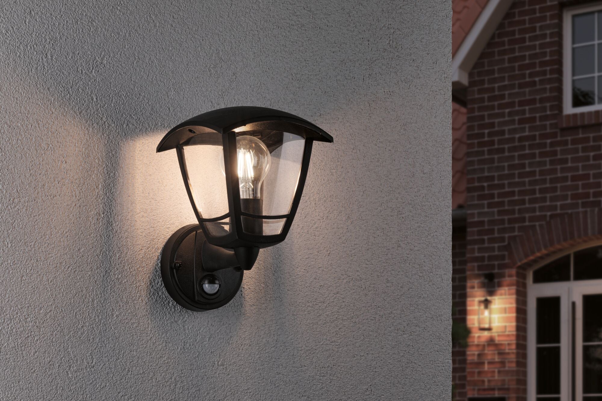 Außenwandleuchte Classic Curved Bewegungsmelder IP44 eckig 164x180mm max. 12W 230V Schwarz Kunststoff - Paulmann - 94647