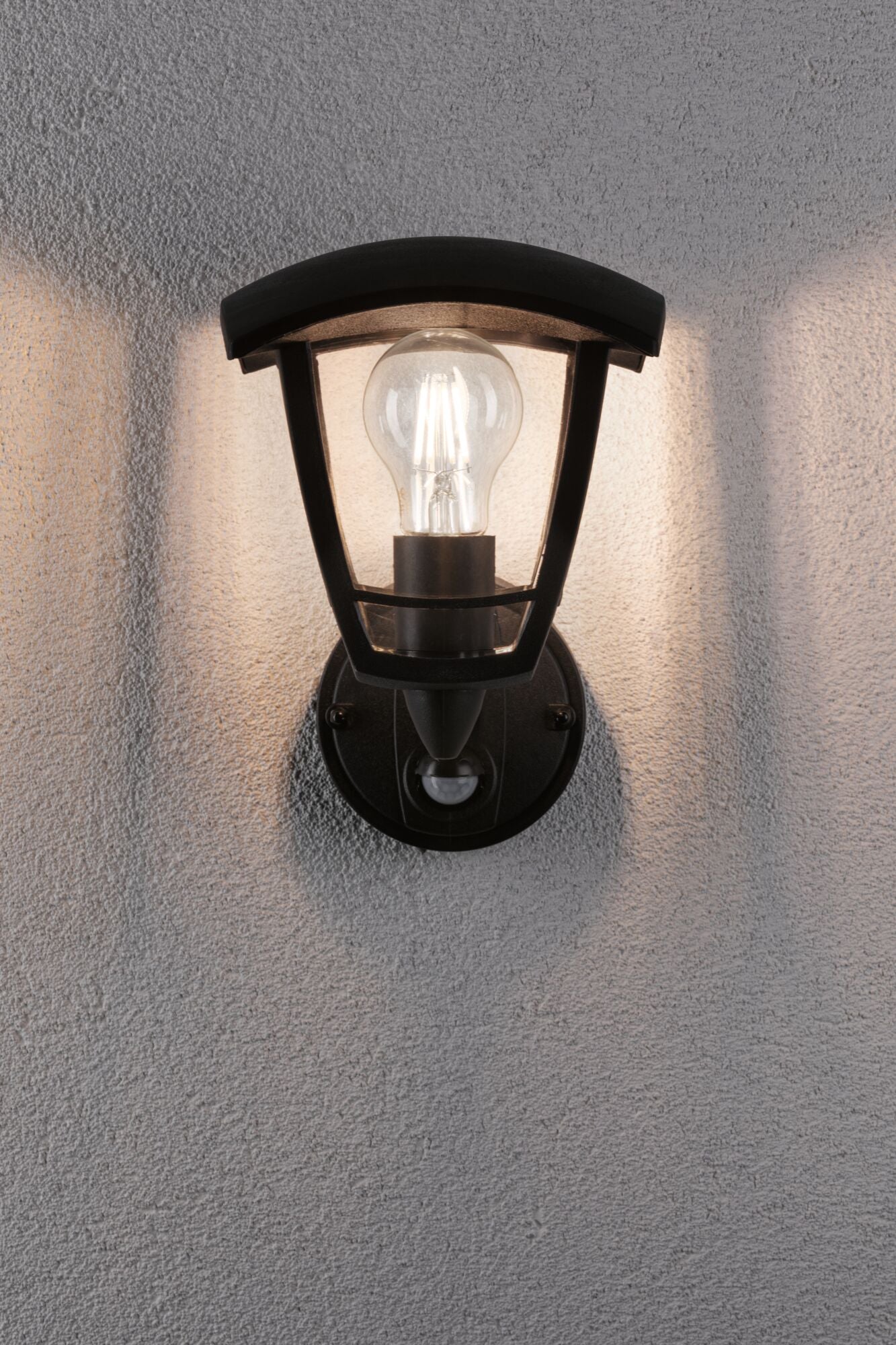 Außenwandleuchte Classic Curved Bewegungsmelder IP44 eckig 164x180mm max. 12W 230V Schwarz Kunststoff - Paulmann - 94647