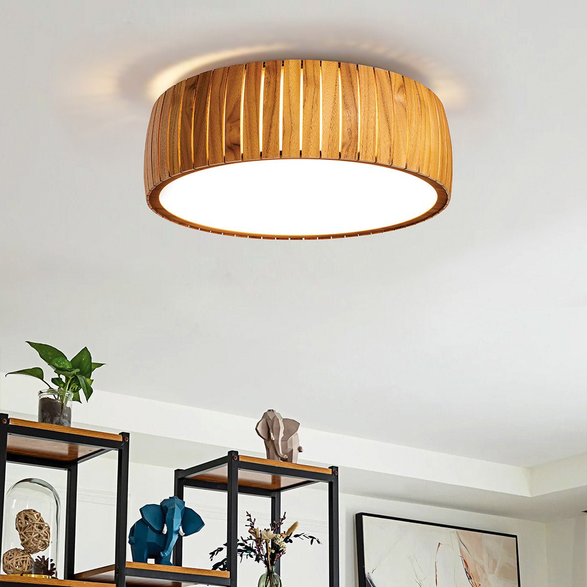 Barrel LED Deckenlampe aus Teakholz - Accord Lighting - QN - BARREL - F - LED - 50 - TEAK