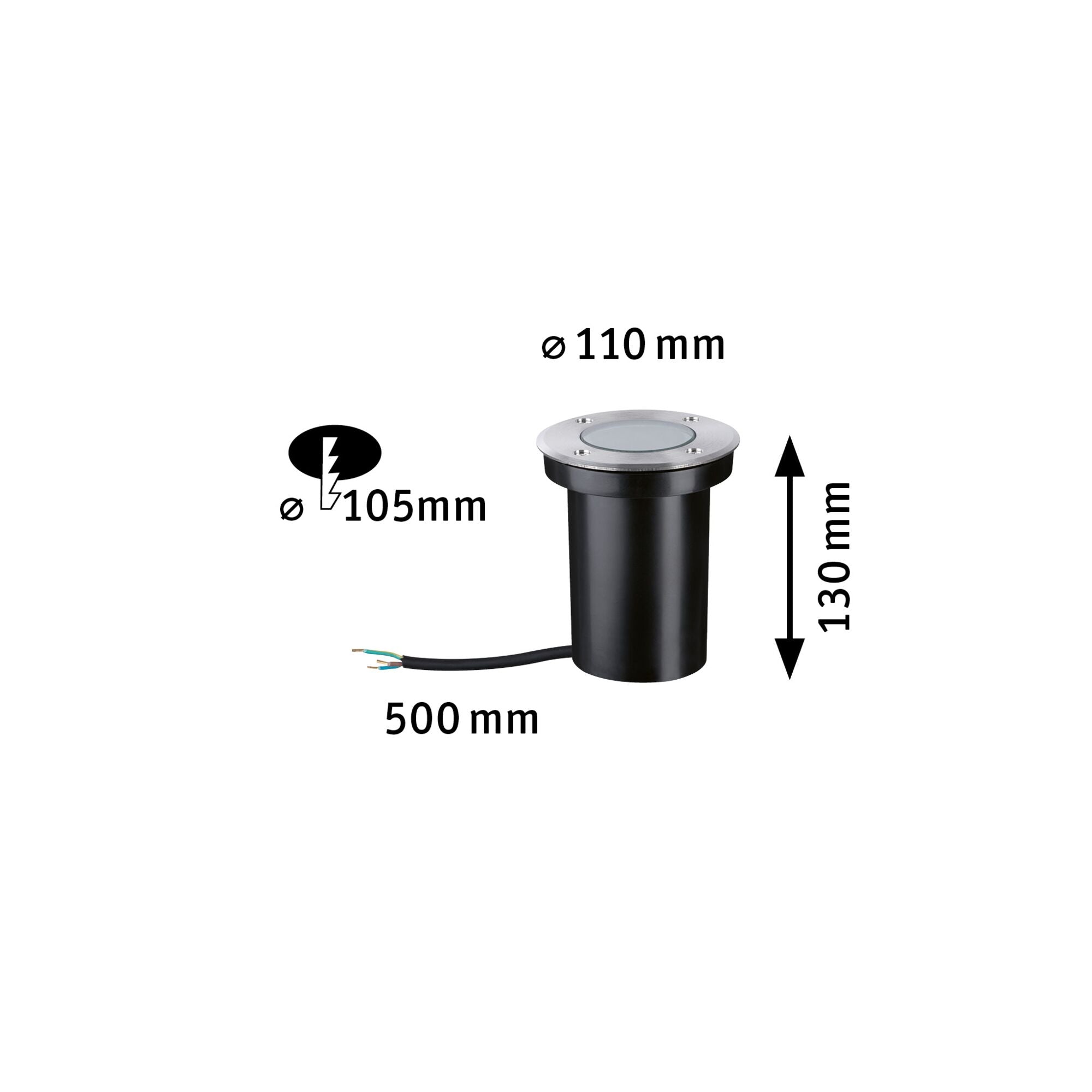 Bodeneinbauleuchte Floor IP65 110mm max. 10W 230V Edelstahl Edelstahl - Paulmann - 94390