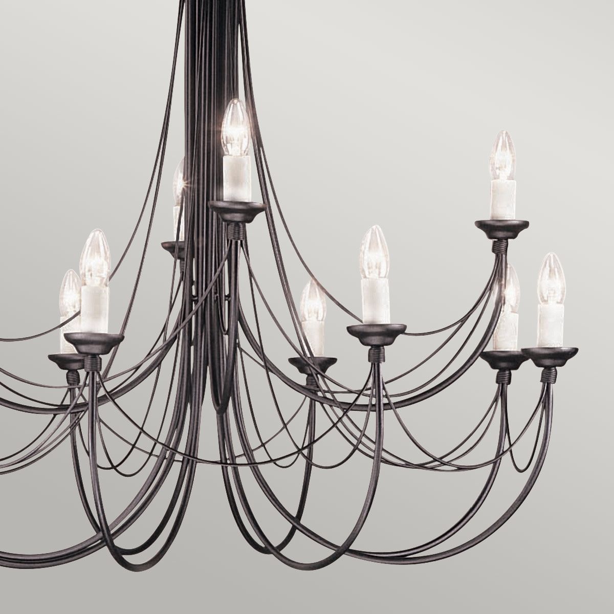Kronleuchter Carisbrooke, 12 Lichter, Schwarz