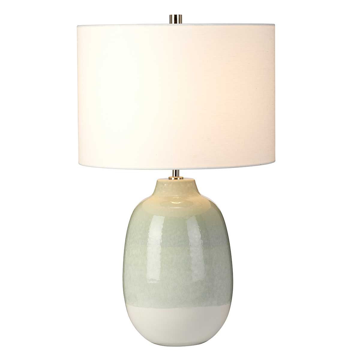 Tischlampe Chelsfield mit 1 Licht, Hellgrün und Weiß mit weißem Schirm