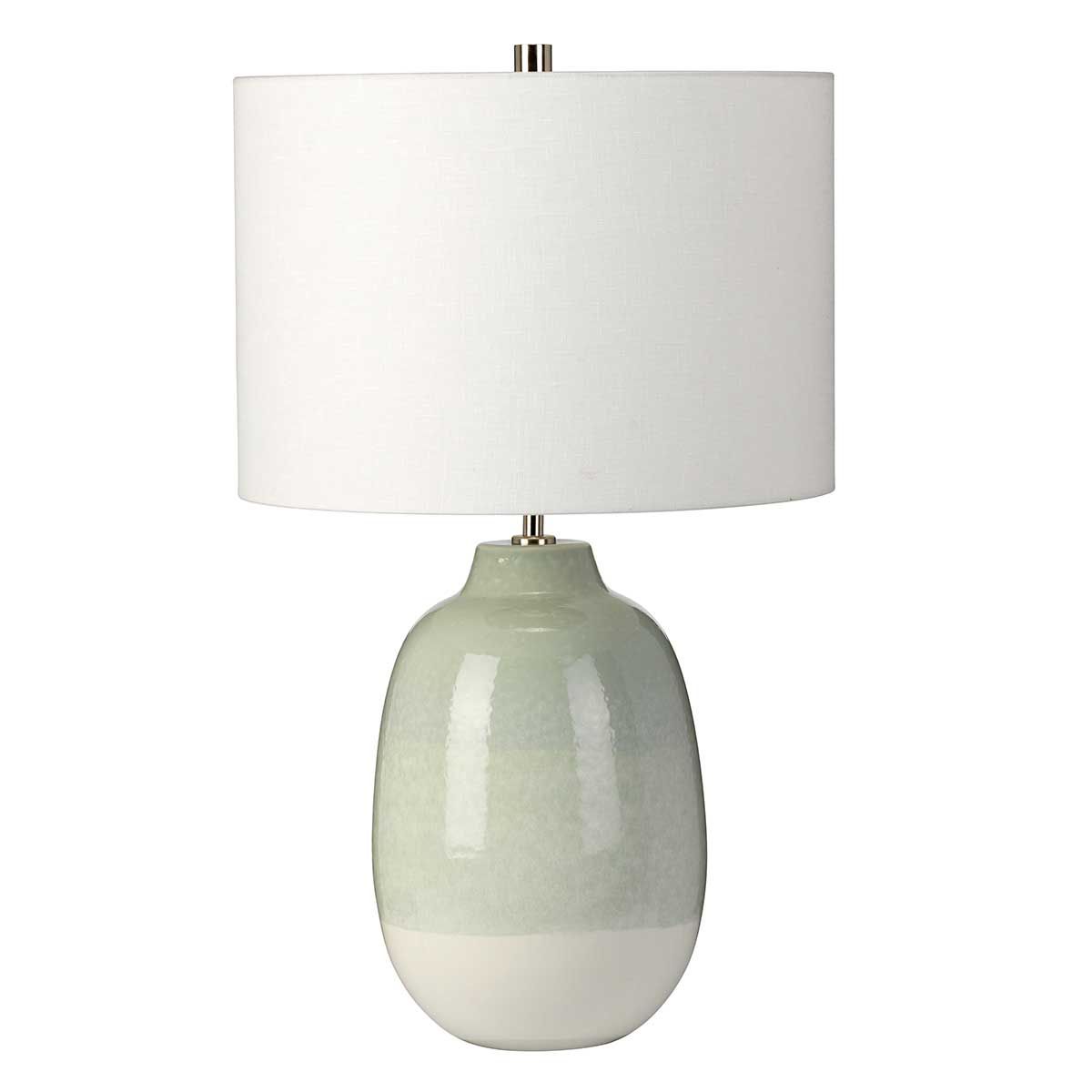 Tischlampe Chelsfield mit 1 Licht, Hellgrün und Weiß mit weißem Schirm
