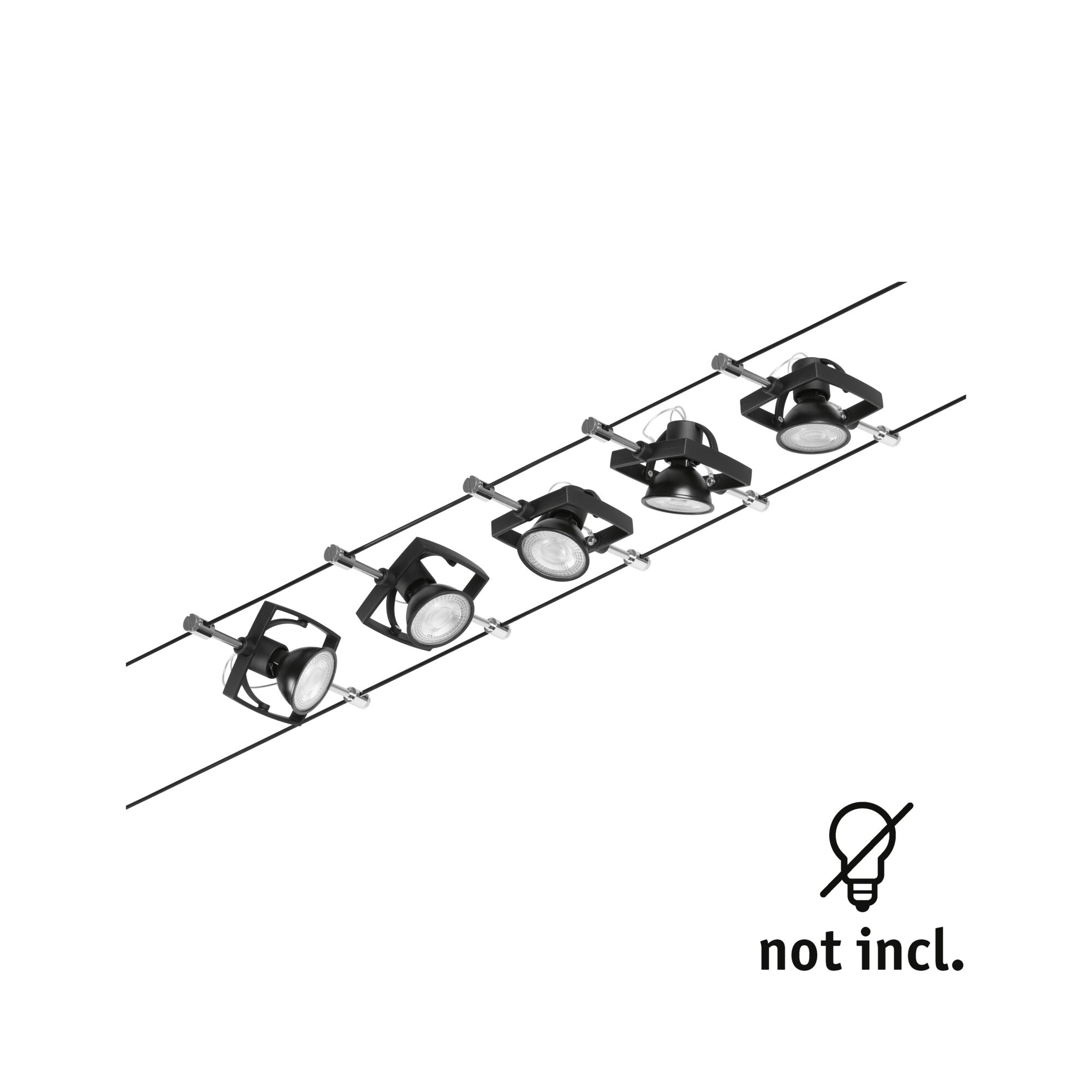 CorDuo Mac II Basisset GU5,3 max. 5x10W 230/12V Schwarz matt/Chrom - Paulmann - 94434