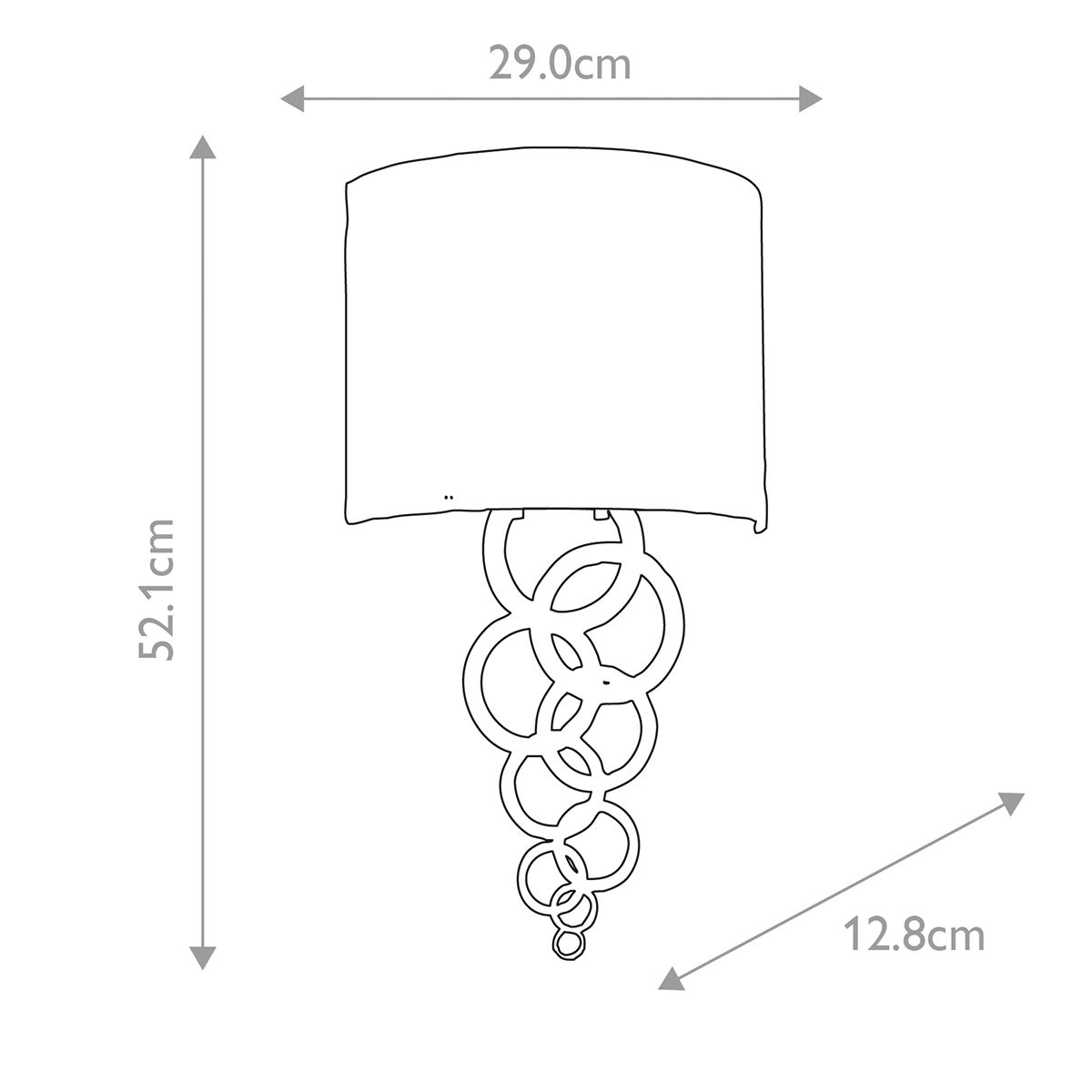 Wandleuchte Curtis Medium, 1 Licht, gealtertes Messing, Lampenschirm aus elfenbeinfarbener Kunstseide
