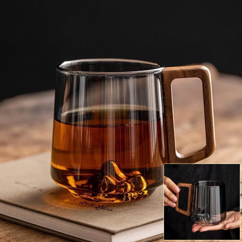 Design - Glastasse mit Holzgriff – perfekt für Tee & Kaffee - leuchtengrosshandel24 - CJYD228071401AZ