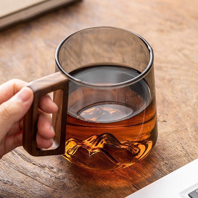 Design - Glastasse mit Holzgriff – perfekt für Tee & Kaffee - leuchtengrosshandel24 - CJYD228071401AZ