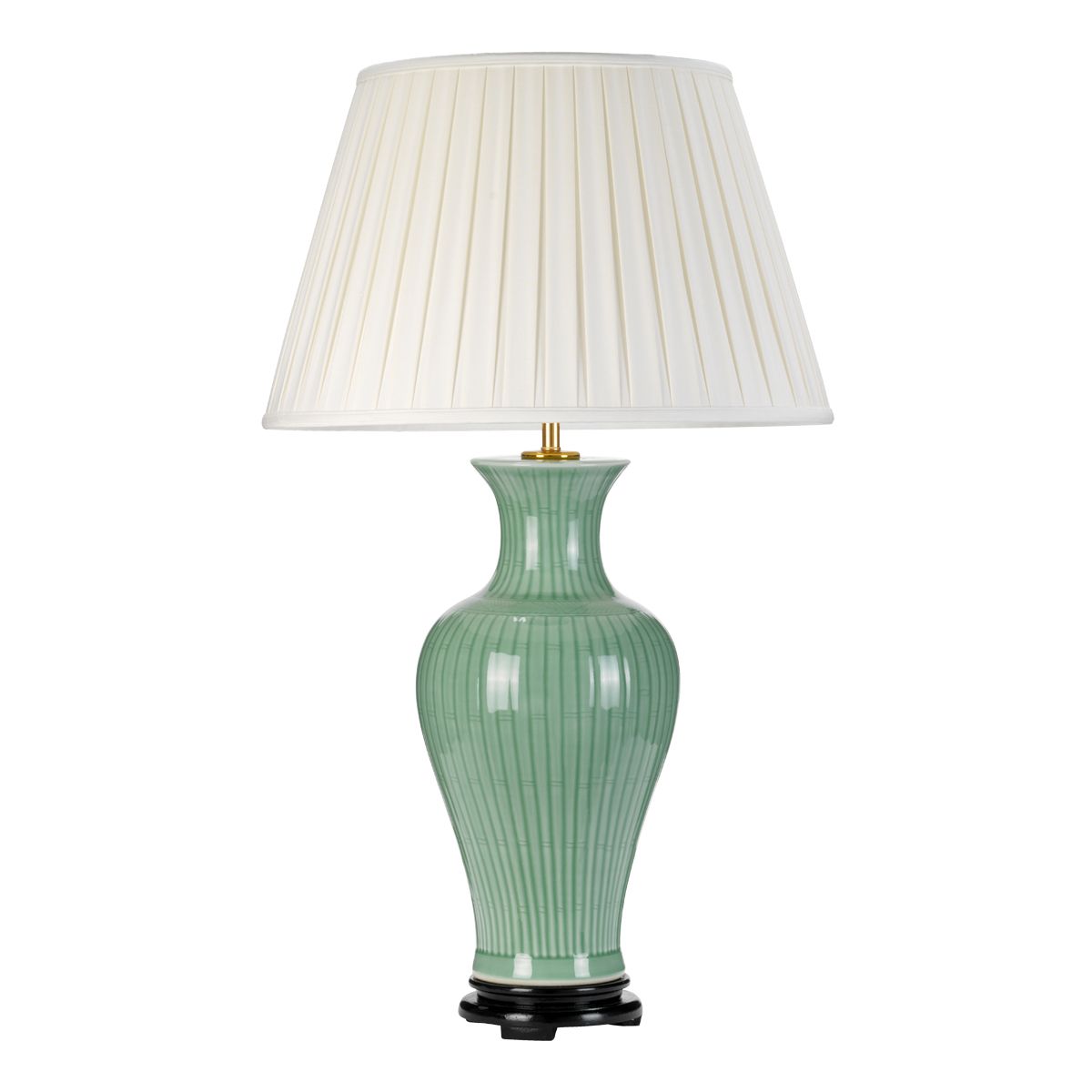 Tischlampe Dalian mit 1 Licht und hohem Empire-Schirm - Seladon mit Elfenbeinschirm