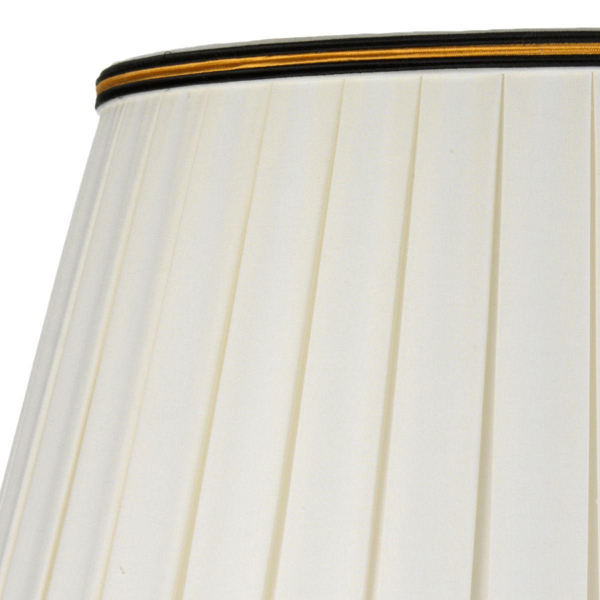 Tischlampe Dian mit 1 Licht und hohem Empire-Schirm - Silber und Gold mit Elfenbein mit schwarzem und goldenem Schirmrand