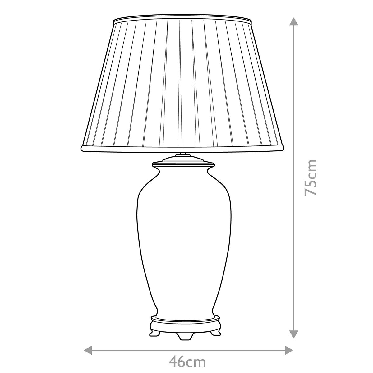 Tischlampe Dian mit 1 Licht und hohem Empire-Schirm - Silber und Gold mit Elfenbein mit schwarzem und goldenem Schirmrand