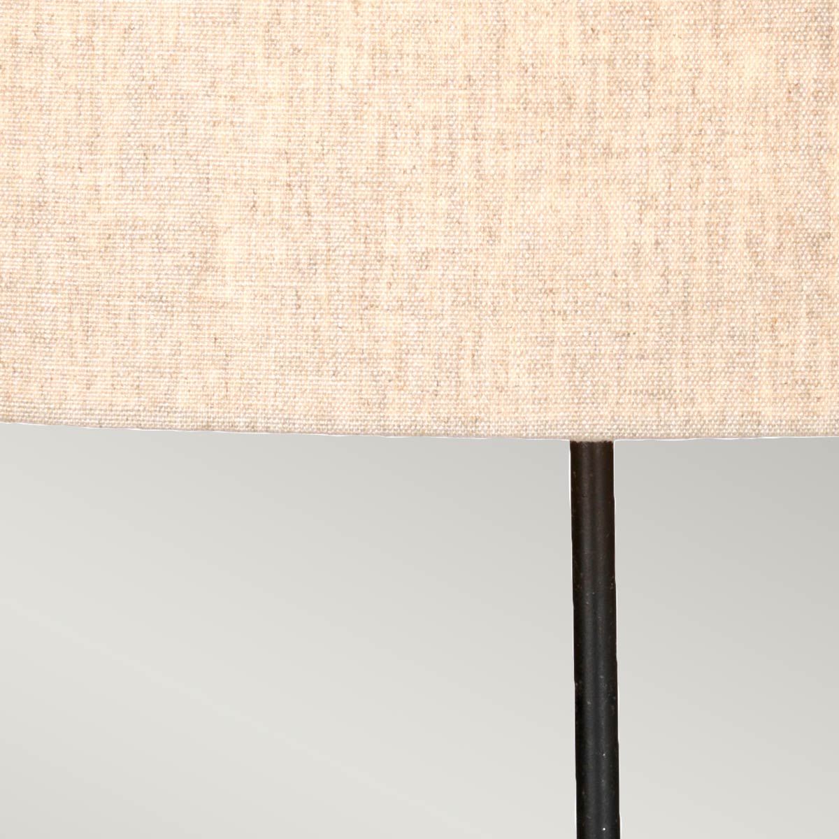 Tischlampe Spirit 1-flammig mit ovalem Schirm, Bronzepatina mit natürlichem Schirm