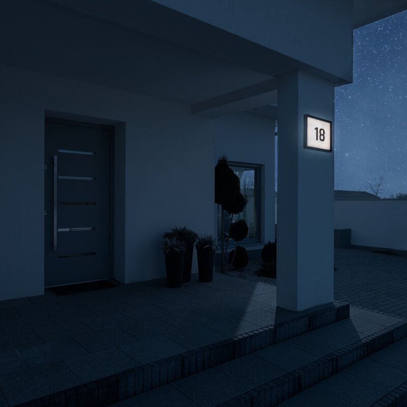 DOTLUX LED - Hausnummernleuchte WALLsquare 24cm 2,5W 3000K mit Dämmerungsschalter (deaktivierbar) - Dotlux - 5046 - 130120