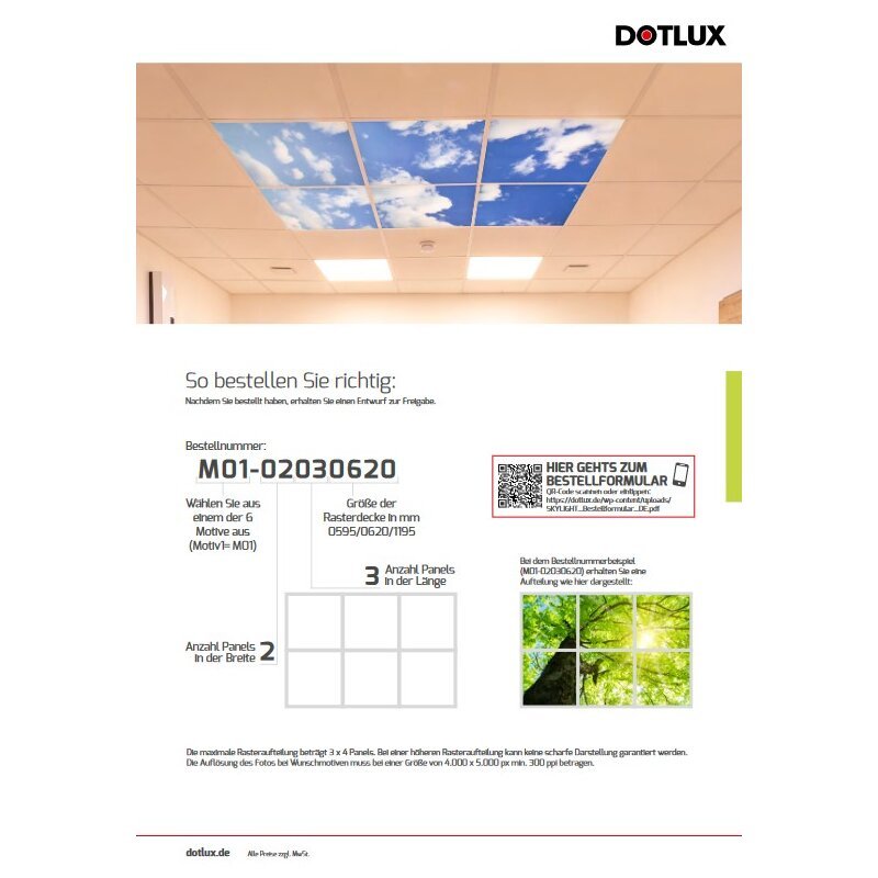DOTLUX Motivplatte SKYLIGHT für Einbaupanels Motiv 1 Raster 1x1 für 620x620 - Dotlux - M01 - 01010620