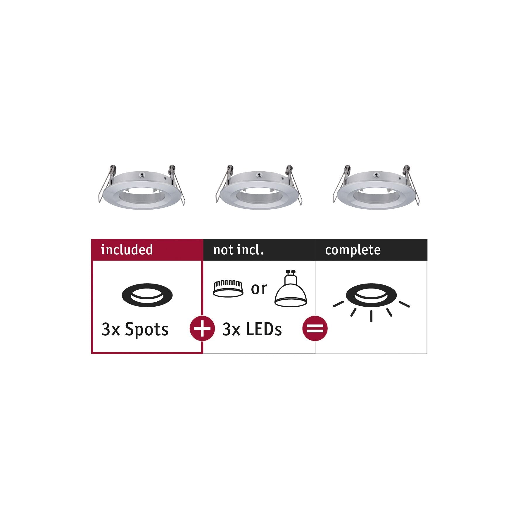 Einbauleuchte Choose Basisset starr IP44 rund 78mm max. 3x10W 230V dimmbar Alu gedreht - Paulmann - 92484