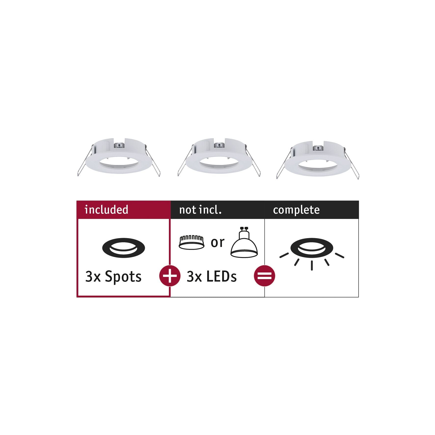 Einbauleuchte Choose Basisset starr IP44 rund 78mm max. 3x10W 230V dimmbar Weiß matt - Paulmann - 92480
