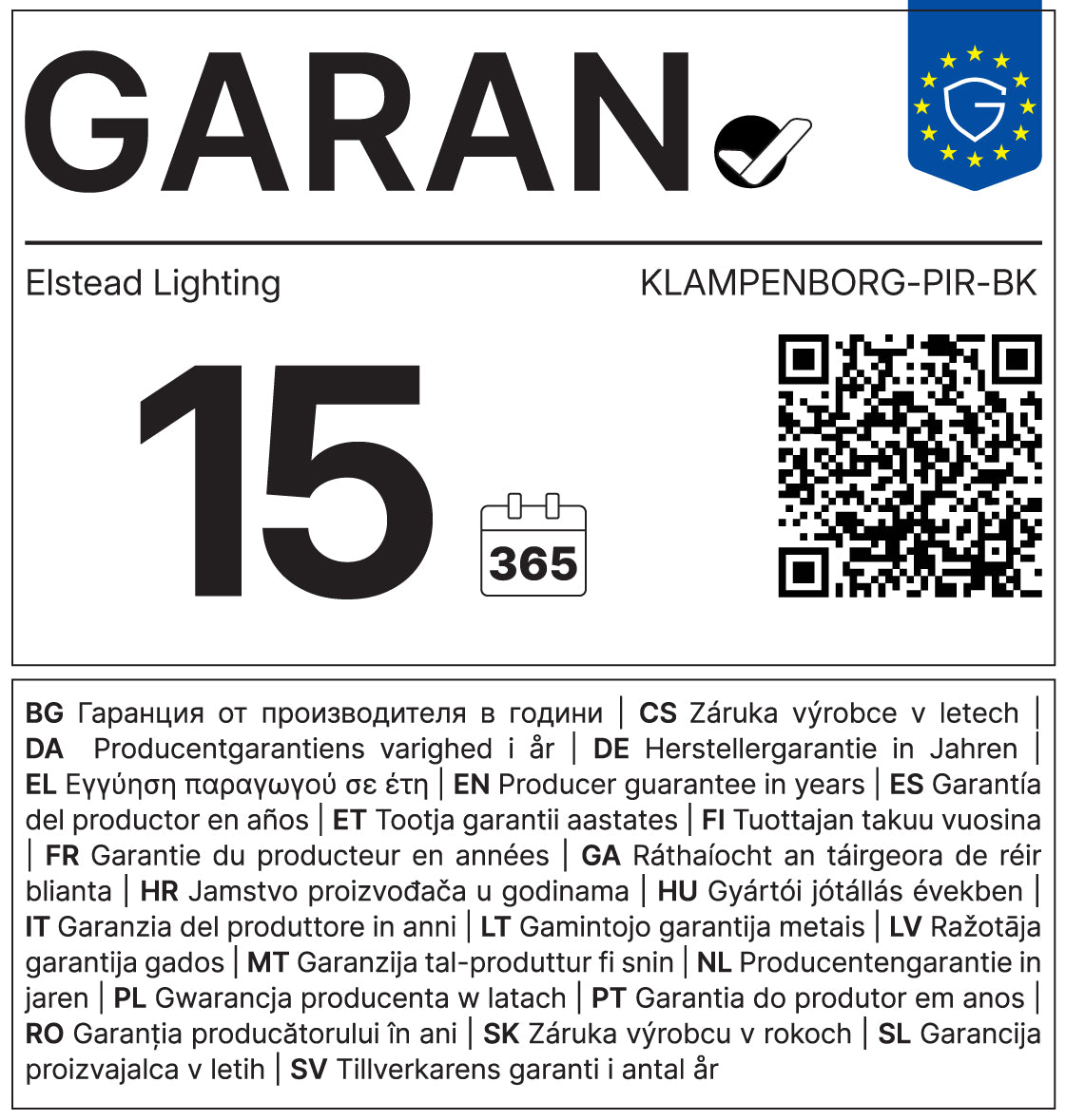 15-year manufacturer’s guarantee