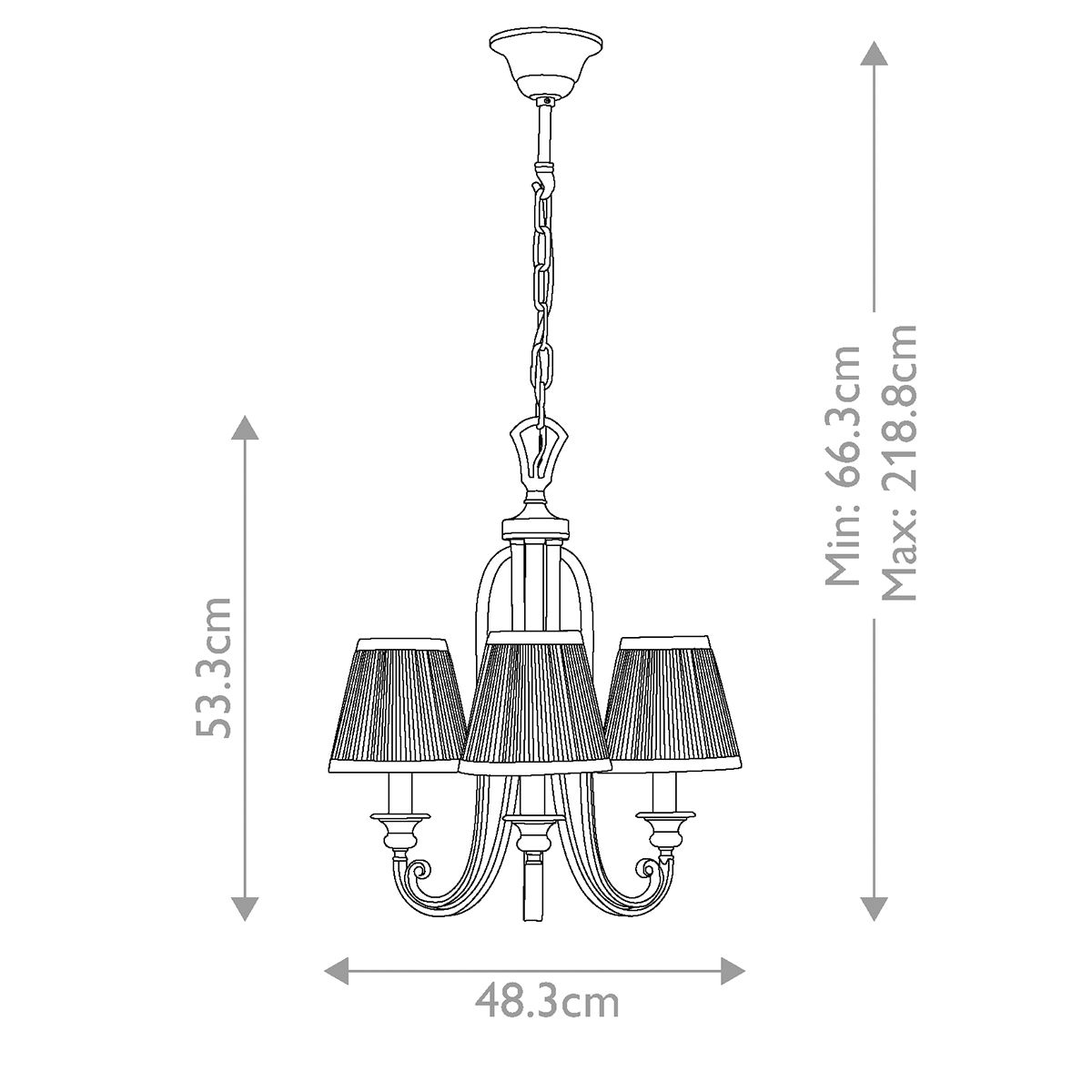 Abbey Kronleuchter mit 3 Lichtern, Silbersand - Elsteadlighting - leuchtengrosshandel24
