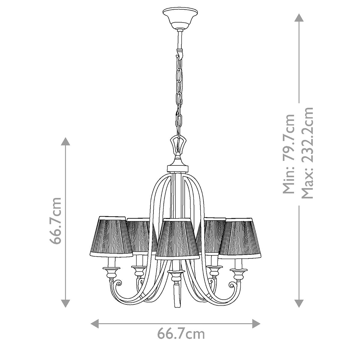 Abbey Kronleuchter mit 5 Lichtern, Silbersand - Elsteadlighting - leuchtengrosshandel24