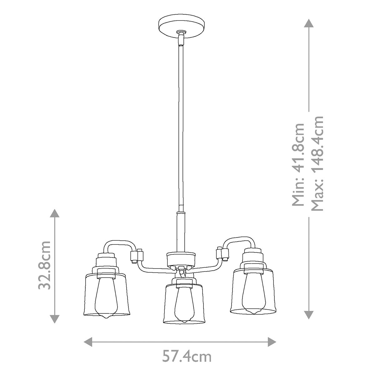 Aivian Kronleuchter mit 3 Lichtern, verwittertes Messing - Elsteadlighting - leuchtengrosshandel24
