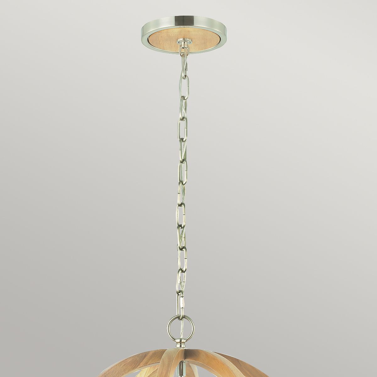 Allier 1-flammige kleine Pendelleuchte - Helles Holz/Gebürsteter Stahl - Elsteadlighting - leuchtengrosshandel24