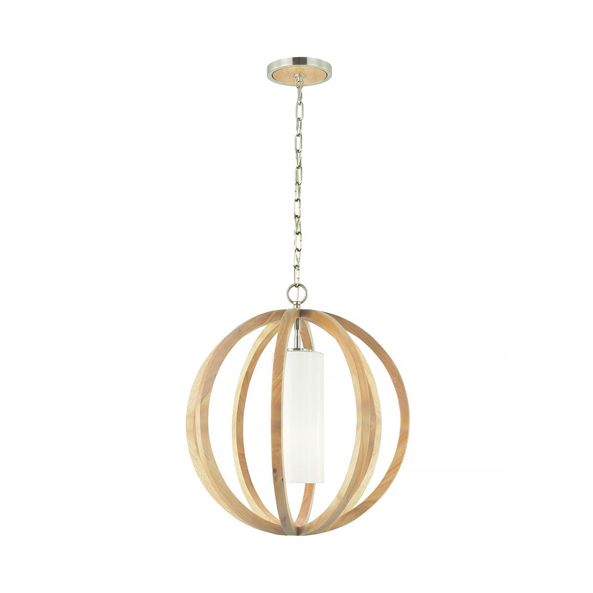 Allier 1-flammige kleine Pendelleuchte - Helles Holz/Gebürsteter Stahl - Elsteadlighting - leuchtengrosshandel24