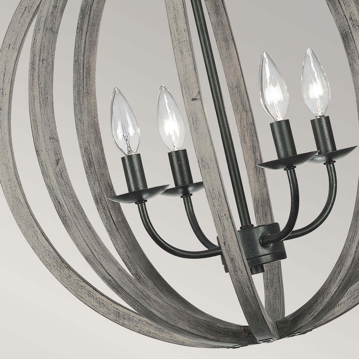 Allier 4-flammige Pendelleuchte - Verwittertes Eichenholz/Antikes Schmiedeeisen - Elsteadlighting - leuchtengrosshandel24
