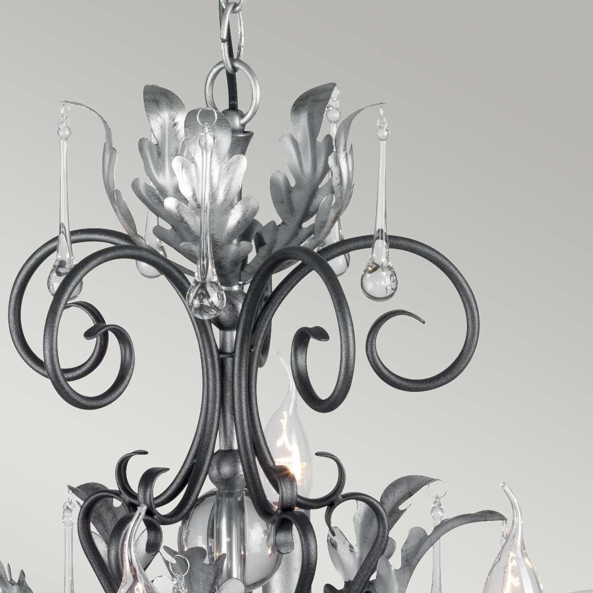 Amarilli Kronleuchter mit 10 Lichtern, Schwarz mit silberner Patina - Elsteadlighting - leuchtengrosshandel24