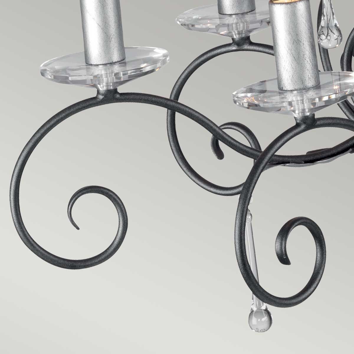 Amarilli Kronleuchter mit 10 Lichtern, Schwarz mit silberner Patina - Elsteadlighting - leuchtengrosshandel24