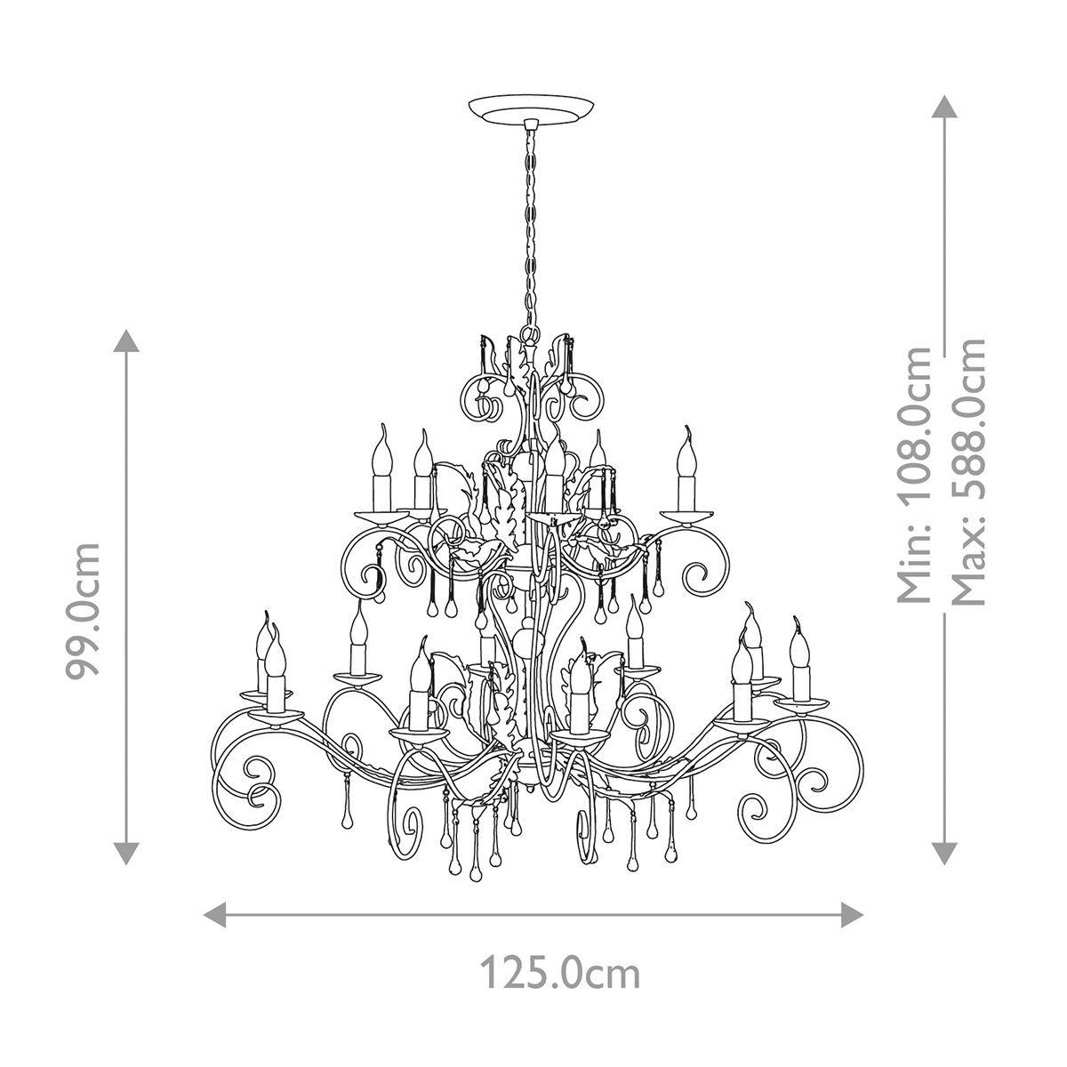 Amarilli Kronleuchter mit 15 Lichtern, Bronze mit goldener Patina - Elsteadlighting - leuchtengrosshandel24