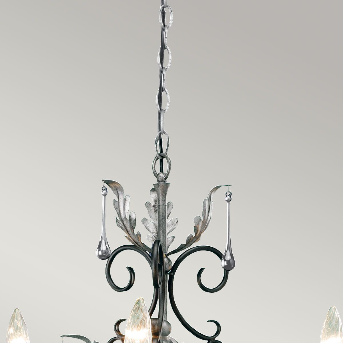 Amarilli Kronleuchter mit 3 Lichtern, Schwarz mit silberner Patina - Elsteadlighting - leuchtengrosshandel24