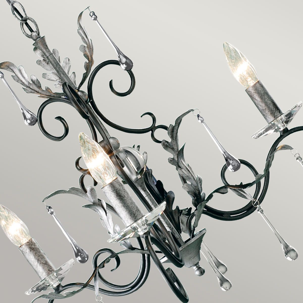Amarilli Kronleuchter mit 3 Lichtern, Schwarz mit silberner Patina - Elsteadlighting - leuchtengrosshandel24