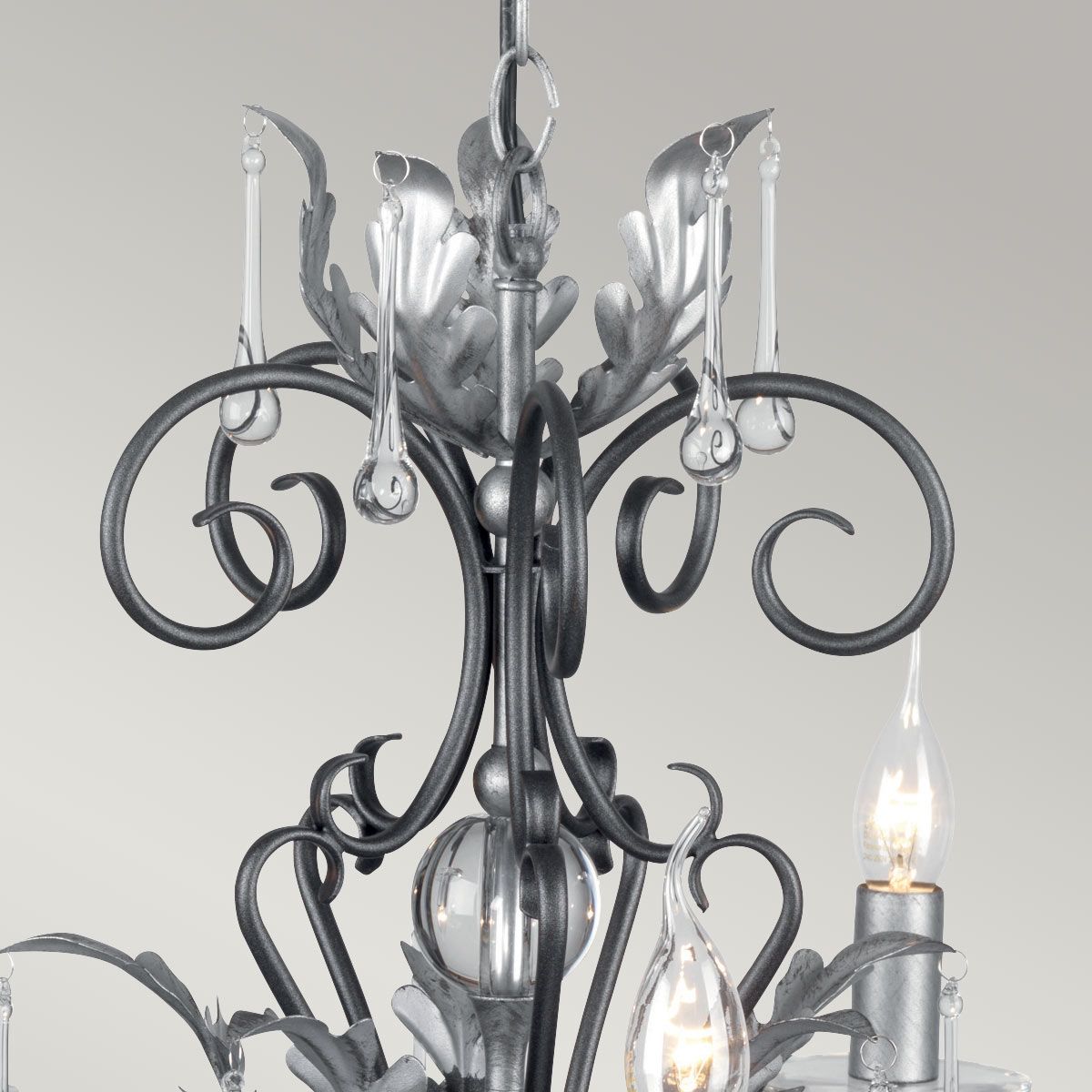 Amarilli Kronleuchter mit 5 Lichtern, Schwarz mit silberner Patina - Elsteadlighting - leuchtengrosshandel24