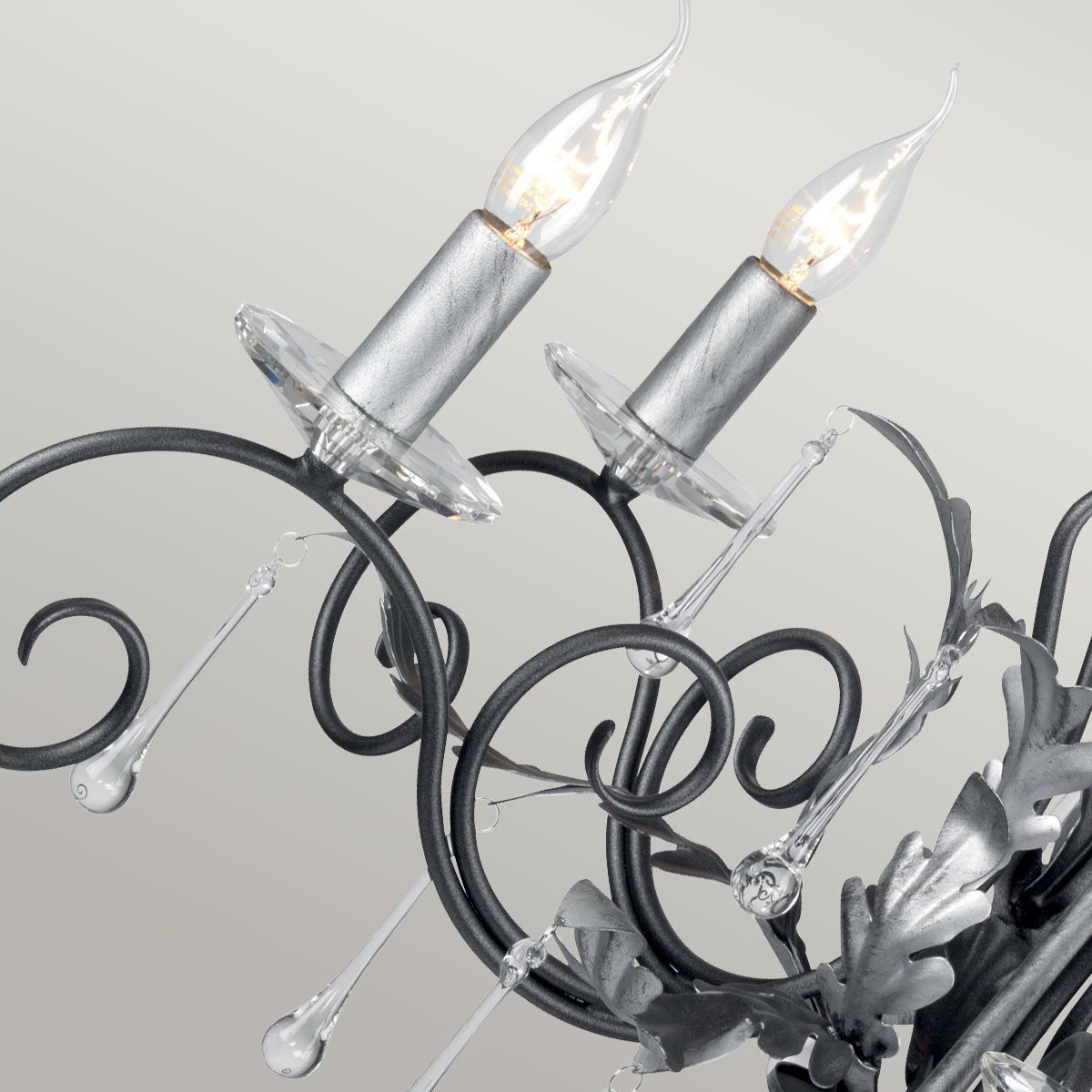 Amarilli Kronleuchter mit 5 Lichtern, Schwarz mit silberner Patina - Elsteadlighting - leuchtengrosshandel24