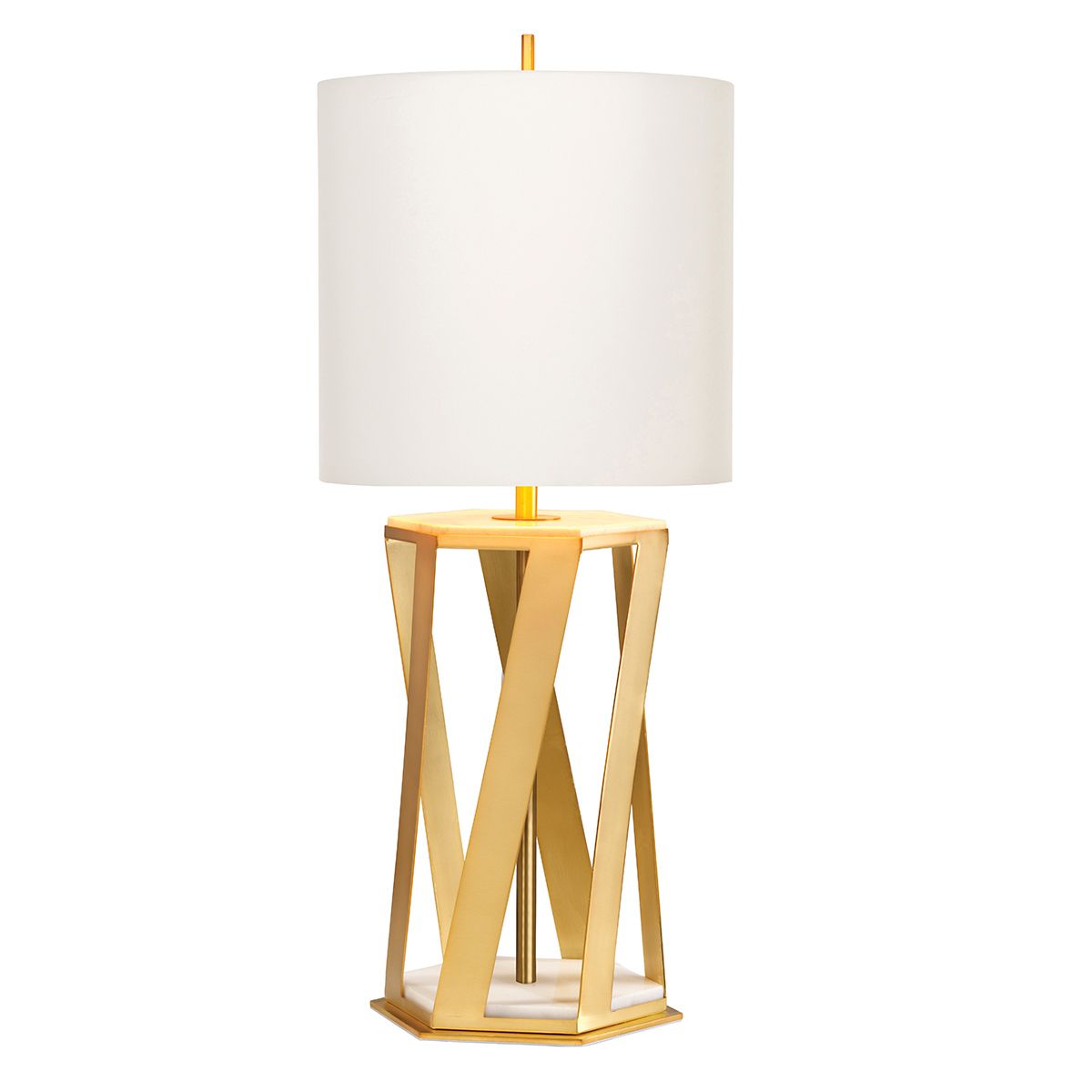 Apollo 1 Light Tischlampe mit weißem Schirm - Gebürstetes Messing - Elsteadlighting - leuchtengrosshandel24