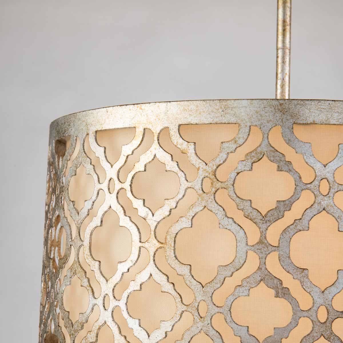 Arabella Pendelleuchte, 2-flammig, mittlerer Durchmesser, Antik-Gold, Elfenbeinfarbener Lampenschirm - Elsteadlighting - leuchtengrosshandel24