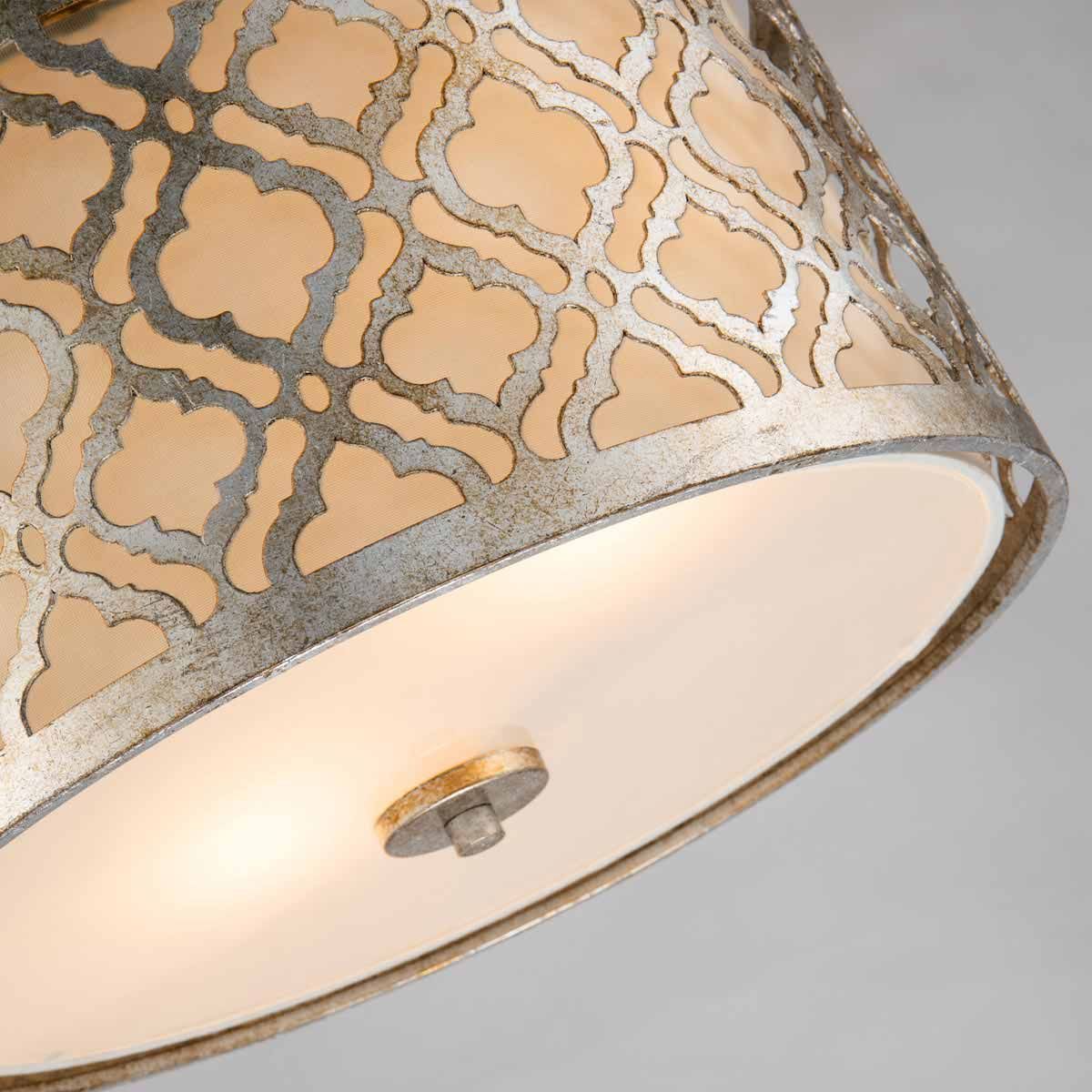 Arabella Pendelleuchte, 2-flammig, mittlerer Durchmesser, Antik-Gold, Elfenbeinfarbener Lampenschirm - Elsteadlighting - leuchtengrosshandel24