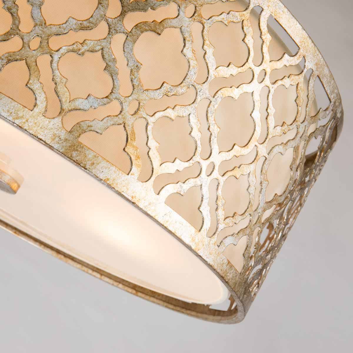 Arabella Pendelleuchte mit 3 Lichtern und Doppelhalterung, groß, Antik-Gold, Lampenschirm Elfenbein - Elsteadlighting - leuchtengrosshandel24