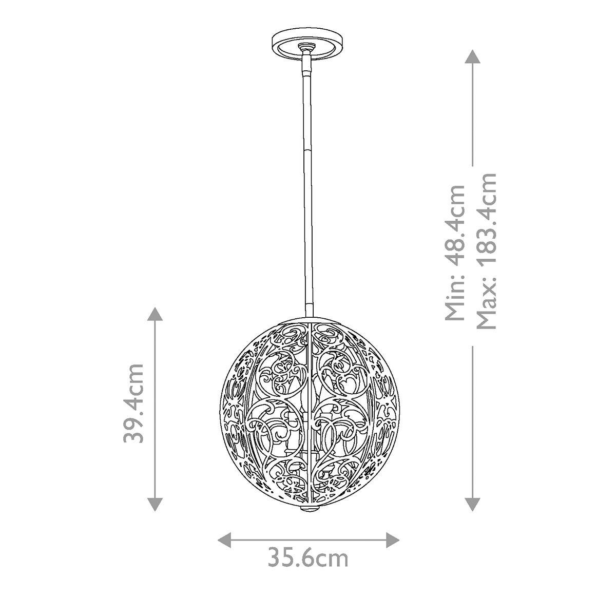Arabesque Kronleuchter mit 3 Lichtern, Blattsilber-Patina - Elsteadlighting - leuchtengrosshandel24